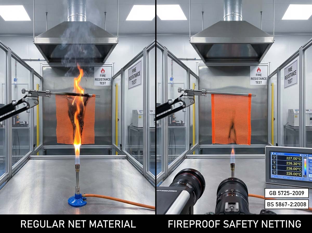 Filet d'&eacute;chafaudage ignifuge