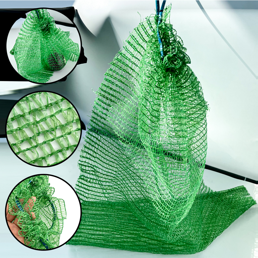 Sac de maille d'oignon de sac de maille de légumes de PE avec le cordon